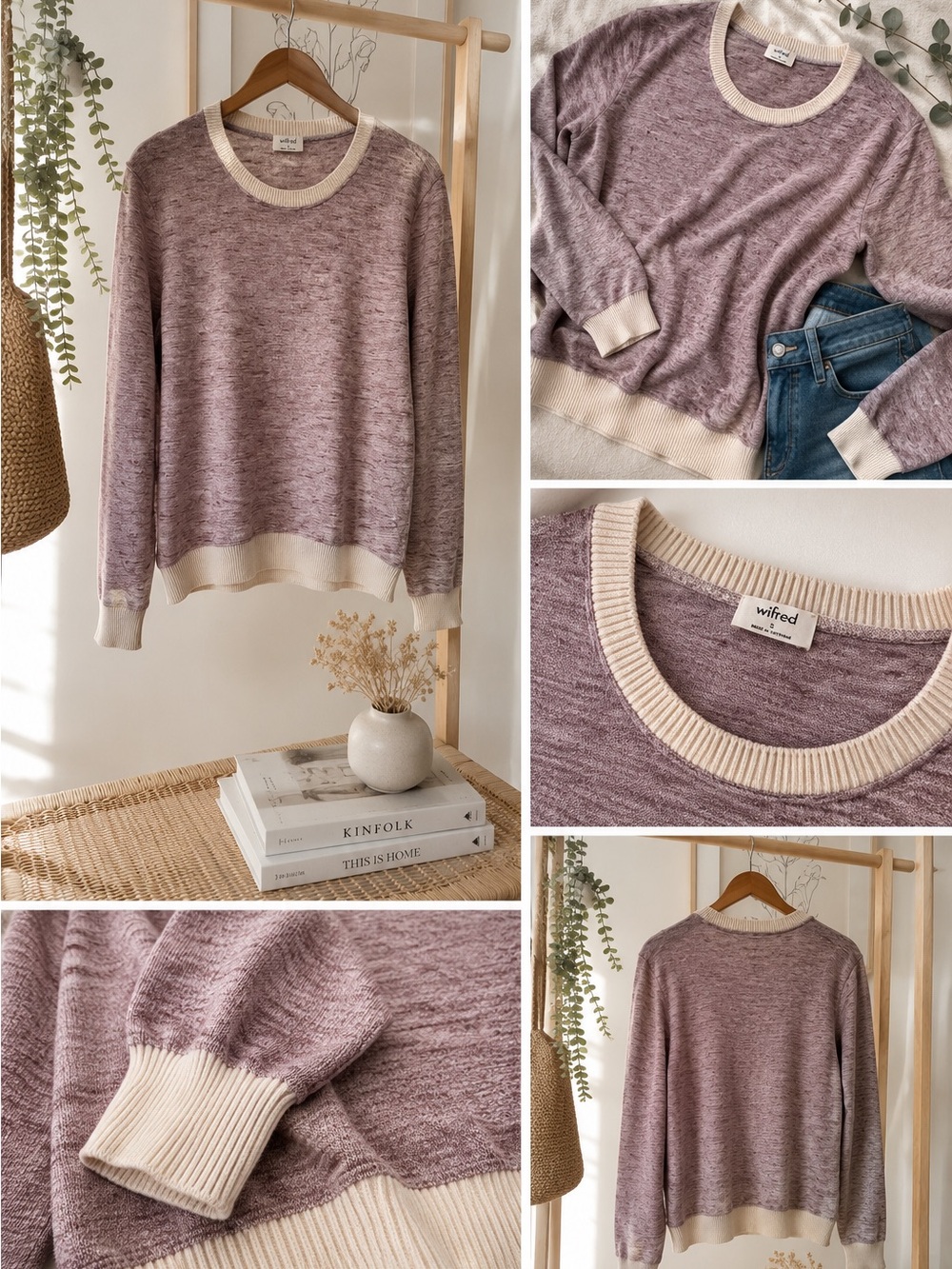 Wilfred by Aritzia Lightweight Knit Sweater | Lavender Heather | Size Small
